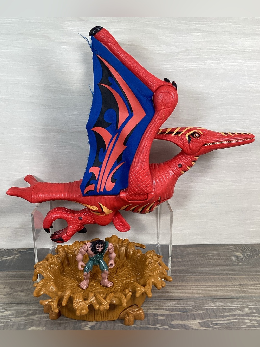 Fisher Price Imaginext Glide Pterodactyl Dinosaur, Nest & Caveman 2006 Tested